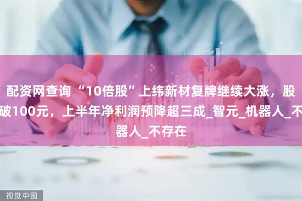 配资网查询 “10倍股”上纬新材复牌继续大涨，股价突破100元，上半年净利润预降超三成_智元_机器人_不存在