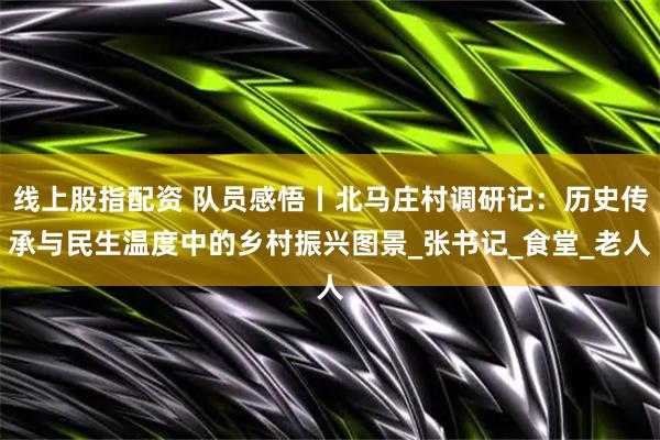 线上股指配资 队员感悟丨北马庄村调研记：历史传承与民生温度中的乡村振兴图景_张书记_食堂_老人